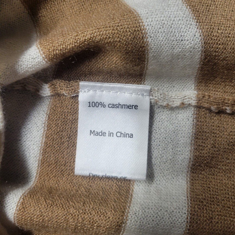 La Ligne New York Tan White Striped Cashmere Cardigan Sweater Women's Size XL - Picture 9 of 11